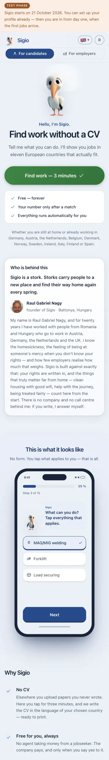 Sigio, auf dem Handy
